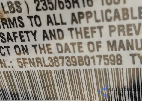 2009 Honda Odyssey Ex-L from USA, damaged, VIN 5FNRL38739B017598